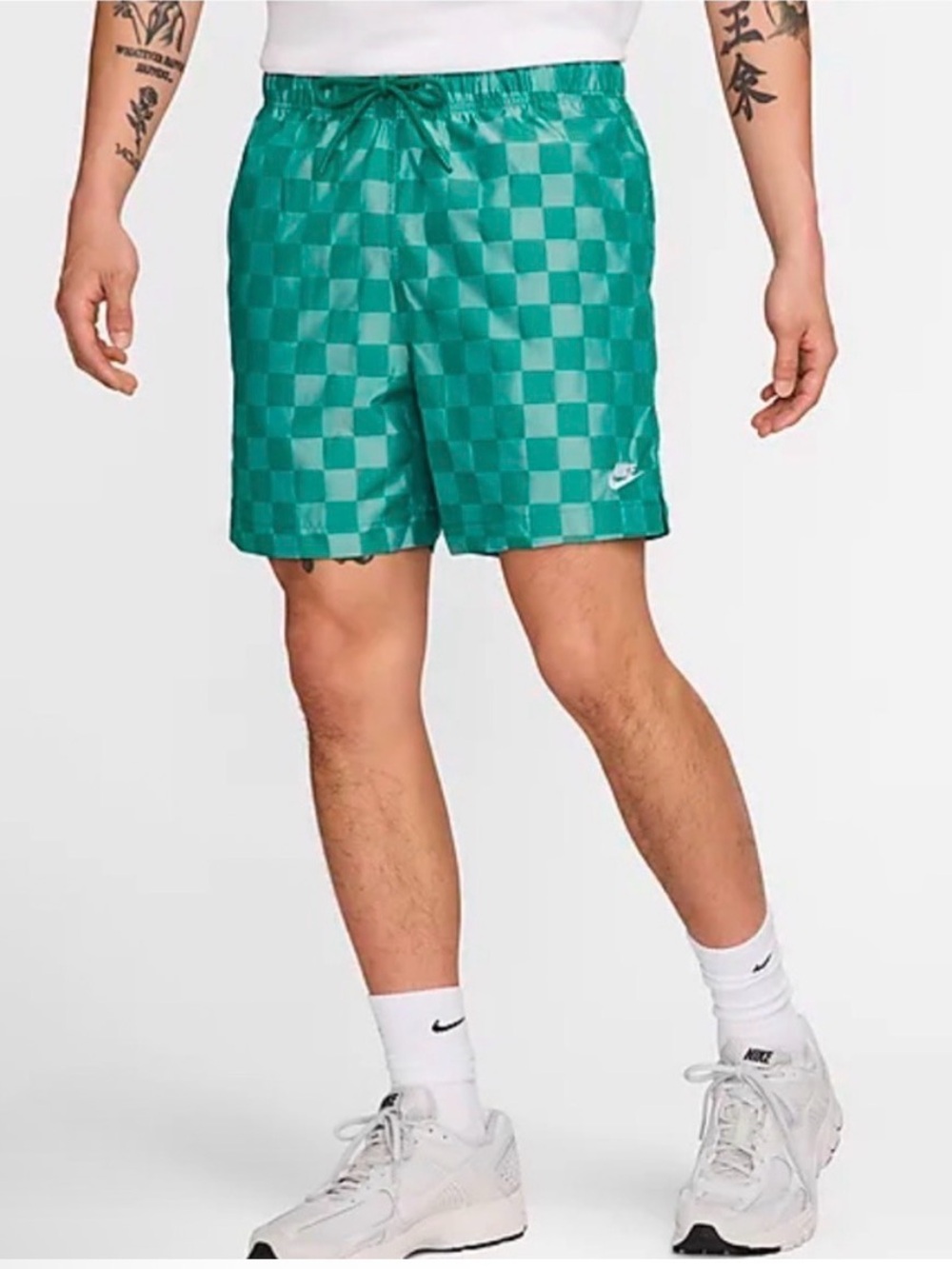 NWT Nike Mens Club Flow Checkers Green Shorts Mens XL Standard Fit MSRP $60